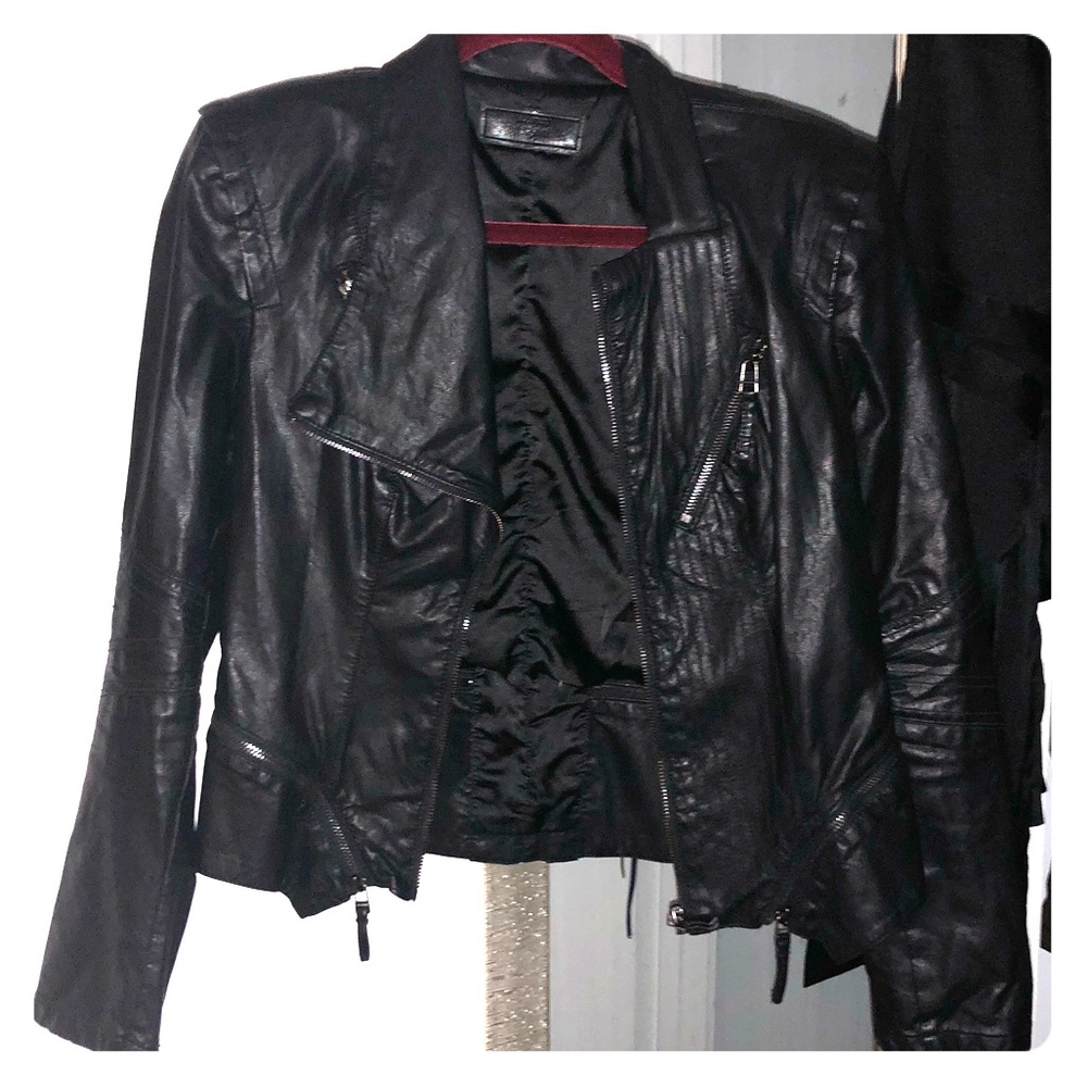 Faux leather moto jacket black blanknyc